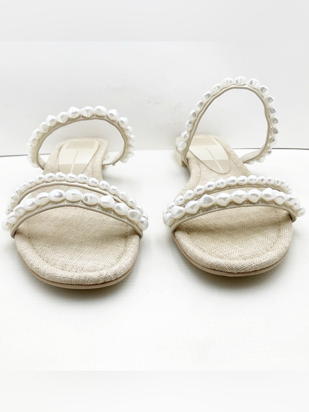 {Dolce Vita} Tinker Pearl Vanilla Strappy Slide Sandals - Picture 12 of 15